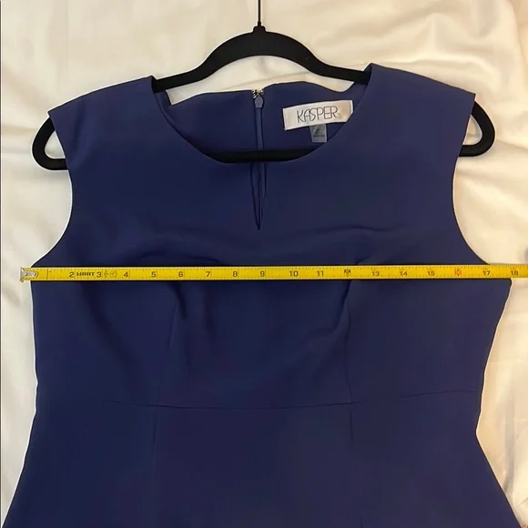 Royal Blue Summer Sleeveless Kasper Dress With Cutout. Sz 8P - Picture 6 of 11